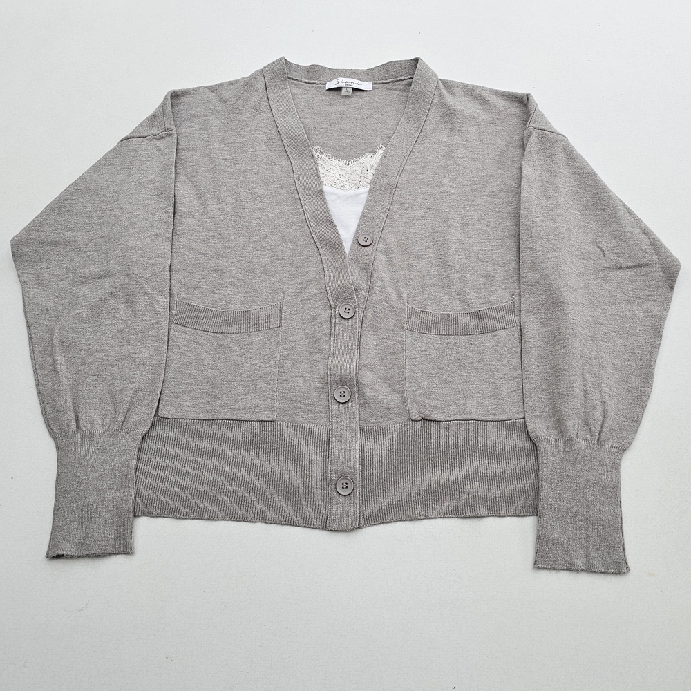 Sioni Gray Women's V Neck Cardigan